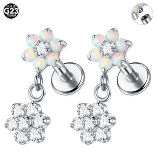 Titanium 16G Ear Cartilage Piercing Marquise CZ Flower Helix Conch Flat Back Rook Tragus Labret Lip Piercings Body Jewelry