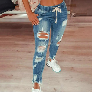 4XL Women Jeans Ripped Vintage Woman's Distressed Jeans Streetwear Hip Hop High Waist Pants Skinny Denim Trousers джинсы женские