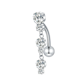 ASTM F136 Titanium 14G Dangle CZ Gem Belly Button Ring Cubic Zirconia Drop Pendant Navel Nail Sexy Body Piercing Jewelry