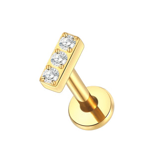 16G 8mm Labret Piercings Lip Ring Gold Color CZ Titanium Cartilage Helix Lobe Conch Earring Stud Piercings Women Jewelry