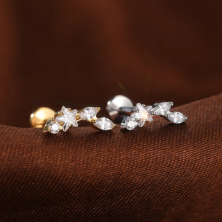 Titanium Ear Cartilage Piercings Flat Back Stud Earring Internal Thread Butterfly Cross CZ Helix Tragus Piercing Jewelry 16G