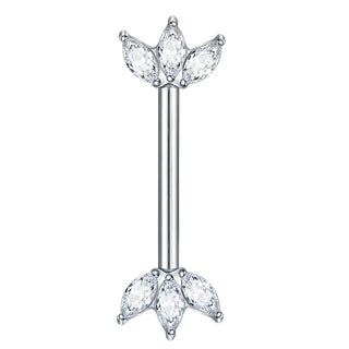 PVD Titanium Nipple Piercing Bar For Women 14G Bezel Set CZ Front Facing Barbell Nipple Shield Ring Sexy Body Jewelry