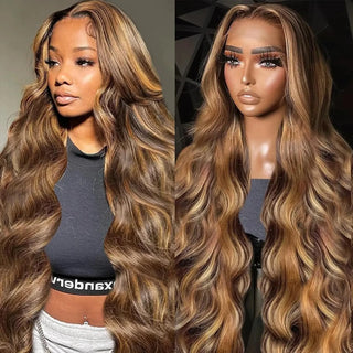 Highlight Body Wave Wig Human Hair 13x4 HD Lace Front Human Hair Wigs For Women Honey Blonde Transparent Lace Frontal Wig Thomas Family Essentials