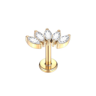 16G 8mm Labret Piercings Lip Ring Gold Color CZ Titanium Cartilage Helix Lobe Conch Earring Stud Piercings Women Jewelry