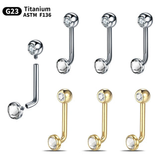 G23 Titanium Christina Vertical Hood Piercing Internal Thread CZ Crystal Belly Button Ring Body Piercing Jewelry 14G