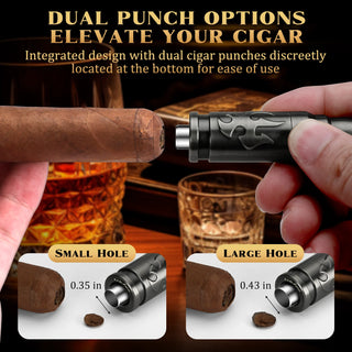 Portable Cigar Punch Cutter - Twist to Open Cigar Punch with 2 Sizes, Clockwise Switch, Precision Cutting for Various Cigars