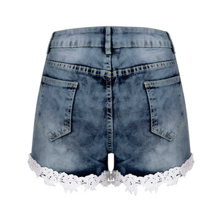 Women Slim Denim Shorts Stretch Lace Stitching Jeans Shorts Ladies Casual Regular Short Sexy Ladies Bodycon Short Jeans Thomas Family Essentials