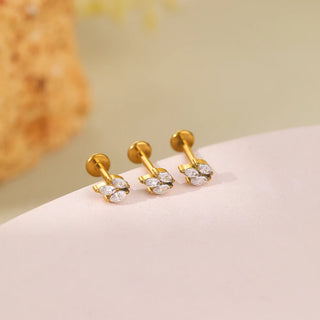 ASTM F136 Titanium 16G Square &Round CZ Labret Medusa Monroe Piercing Helix Cartilage Conch Tragus Lobe Stud Earring Jewelry