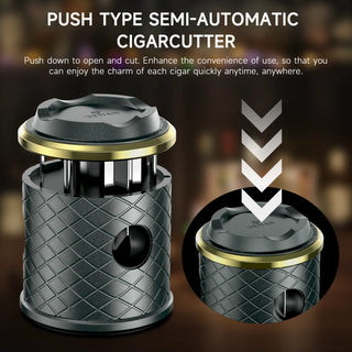 4-in-1 Cigar Cutter with Cigar Holder, Two Size Guillotine, V-Cutter, Cuts up to 68 Ring Size Cigars,Father's Day Gift for Men