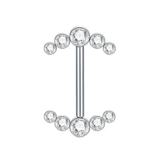 PVD Titanium Nipple Piercing Bar For Women 14G Bezel Set CZ Front Facing Barbell Nipple Shield Ring Sexy Body Jewelry