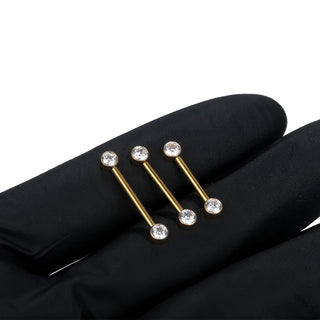 Titanium Nipple Piercing Jewelry CZ Bezel Tongue Nipple Bars Piercing for Breasts Sexy Piercing Mamilo for Women 12-20mm