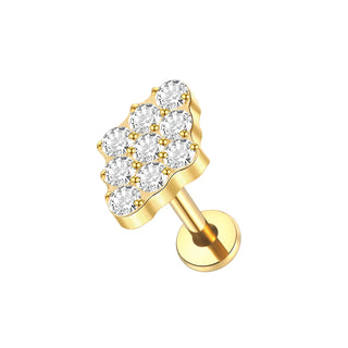 ASTM F136 Titanium 16G Square &Round CZ Labret Medusa Monroe Piercing Helix Cartilage Conch Tragus Lobe Stud Earring Jewelry