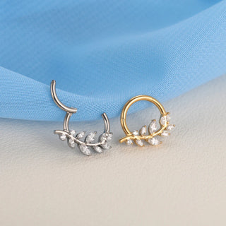 Marquise CZ Hinged Segment Piercing Titanium Septum Clicker Nose Hoop Ring Tragus  Upper Lobe Piercing Cartilage Earring