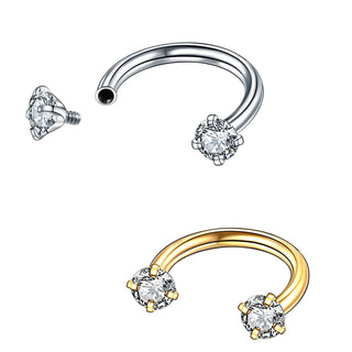 Titanium Horseshoe Septum Piercing Prong Set Round Zircon Ear Cartilage Tragus Body Piercing Jewelry