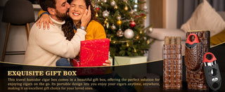 Travel Cigar Case Cigar Humidor with Multifunctional V Cutter,Cedar Wood Cigar Humidor Box with Gift Box,Portable for 3 Cigars