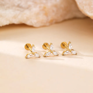 ASTM F136 Titanium 16G Square &Round CZ Labret Medusa Monroe Piercing Helix Cartilage Conch Tragus Lobe Stud Earring Jewelry