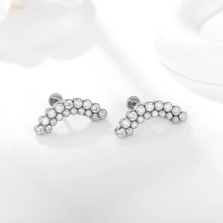 PVD Titanium PIERC Labret Stud Double CZ Paved Ear Cartilage Tragus Helix Earrings Lip Ring Daith Piercing Gift for Women