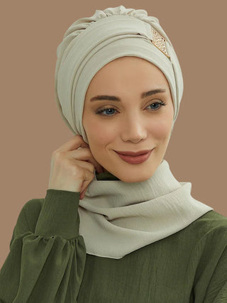 Elegant Plain Muslim Instant Turban Hijab Women Headband for Ladies,Metal Buckle Design