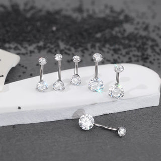 Gold Color CZ  Titanium Navel Nail Piercings Round Heart Drop Zircon Belly Button Rings Piercing Ombligo Women Jewelry