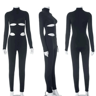 5Pcs Wholesale Bulk Items Jumpsuits Women Sexy Hollow Out Bodycon Rompers Female Y2K Clubwear Long Sleeves Skinny Solid Overalls