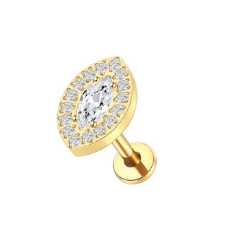 ASTM F136 Titanium 16G Square &Round CZ Labret Medusa Monroe Piercing Helix Cartilage Conch Tragus Lobe Stud Earring Jewelry