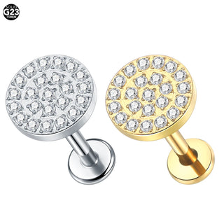 ASTM F136 Titanium 16G Square &Round CZ Labret Medusa Monroe Piercing Helix Cartilage Conch Tragus Lobe Stud Earring Jewelry