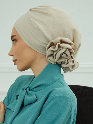 Plain Muslim Instant Turban Hat Inner Hijabs Caps Women Islamic Bandana Bonnet India Hats Female Headwrap Turbante Mujer Flower