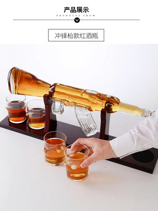 Elegant Gun Whiskey Shape Glass Wine Container Glass Wine Set Set Craft Wine Bottle