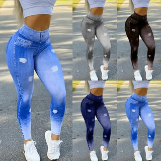 Winter Women Thicken Pencil Pants High Waist Wash Skinny Pants Slim Plush Faux Denim Jeans Super Warm Velvet Women'S Leggings