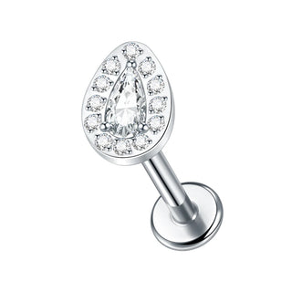 ASTM F136 Titanium 16G Square &Round CZ Labret Medusa Monroe Piercing Helix Cartilage Conch Tragus Lobe Stud Earring Jewelry