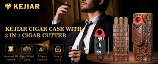 Travel Cigar Case Cigar Humidor with Multifunctional V Cutter,Cedar Wood Cigar Humidor Box with Gift Box,Portable for 3 Cigars