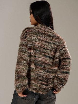 Women Autumn/Winter V-Neck Striped Top Sweater