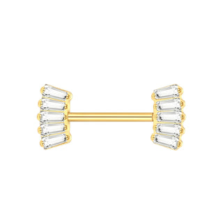 1PC Gold Color Nipple Piercings for Breasts CZ Flower Nipple Ring Sets 14G Titanium Nipple Shield Barbell Nipple Bars for Women