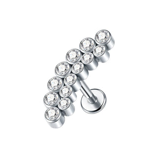 PVD Titanium PIERC Labret Stud Double CZ Paved Ear Cartilage Tragus Helix Earrings Lip Ring Daith Piercing Gift for Women