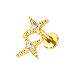 G23 Titanium Ear Cartilage Piercing Moon Heart Crystal Flat Back Ear Studs Tragus Helix Earrings Sexy Jewelry for Women