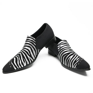 Fashion Zebra Stripe Pointed Toe Business Office Shoes Fashion Party Male Formal Shoes Men Suede Leather Nightclub Dress Shoes