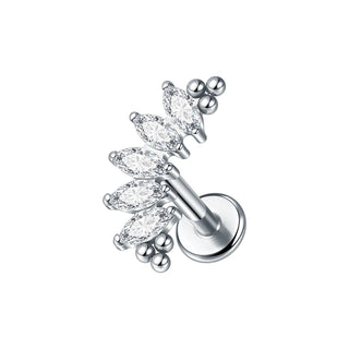 G23 Titanium Ear Cartilage Piercing Moon Heart Crystal Flat Back Ear Studs Tragus Helix Earrings Sexy Jewelry for Women