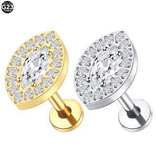 ASTM F136 Titanium 16G Square &Round CZ Labret Medusa Monroe Piercing Helix Cartilage Conch Tragus Lobe Stud Earring Jewelry