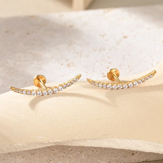 G23 Titanium Ear Cartilage Piercing Moon Heart Crystal Flat Back Ear Studs Tragus Helix Earrings Sexy Jewelry for Women