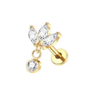 16G 8mm Labret Piercings Lip Ring Gold Color CZ Titanium Cartilage Helix Lobe Conch Earring Stud Piercings Women Jewelry