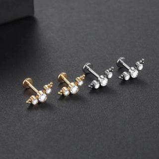 16G 8mm Labret Piercings Lip Ring Gold Color CZ Titanium Cartilage Helix Lobe Conch Earring Stud Piercings Women Jewelry