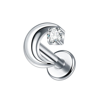 G23 Titanium Ear Cartilage Piercing Moon Heart Crystal Flat Back Ear Studs Tragus Helix Earrings Sexy Jewelry for Women