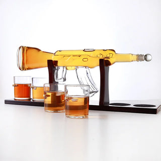 Elegant Gun Whiskey Shape Glass Wine Container Glass Wine Set Set Craft Wine Bottle