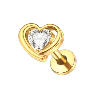 G23 Titanium Ear Cartilage Piercing Moon Heart Crystal Flat Back Ear Studs Tragus Helix Earrings Sexy Jewelry for Women