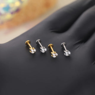 ASTM F136 Titanium 16G Square &Round CZ Labret Medusa Monroe Piercing Helix Cartilage Conch Tragus Lobe Stud Earring Jewelry