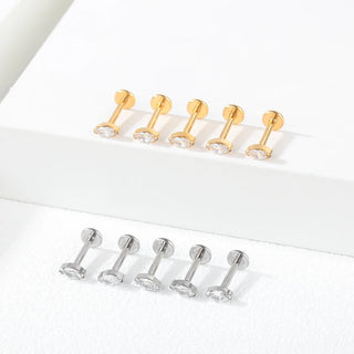 16G 8mm Labret Piercings Lip Ring Gold Color CZ Titanium Cartilage Helix Lobe Conch Earring Stud Piercings Women Jewelry