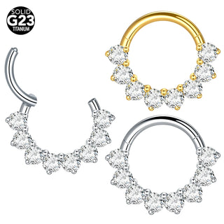 Marquise CZ Hinged Segment Piercing Titanium Septum Clicker Nose Hoop Ring Tragus  Upper Lobe Piercing Cartilage Earring