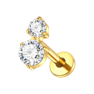 ASTM F136 Titanium 16G Square &Round CZ Labret Medusa Monroe Piercing Helix Cartilage Conch Tragus Lobe Stud Earring Jewelry