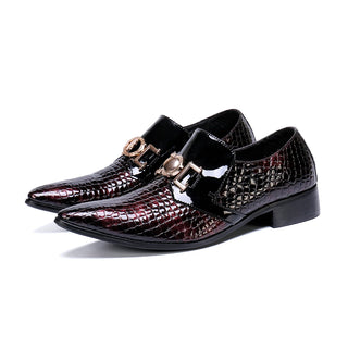 Italy Fashion Men Party Wedding Dress Shoes Pointed Toe Man Slip on Flat Shoes Business Office Men Real Leather Shoes Plus Size