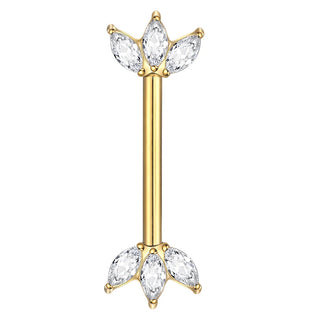 PVD Titanium Nipple Piercing Bar For Women 14G Bezel Set CZ Front Facing Barbell Nipple Shield Ring Sexy Body Jewelry